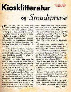 Læs her hvad Åage Christtreu /Ark skrev om pressens hetz mod Kiosklitteratur i 1944